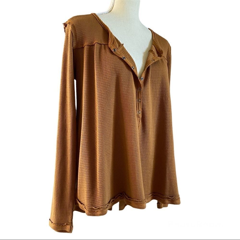 White Crow Oversized Snap Button Waffle Thermal Top S